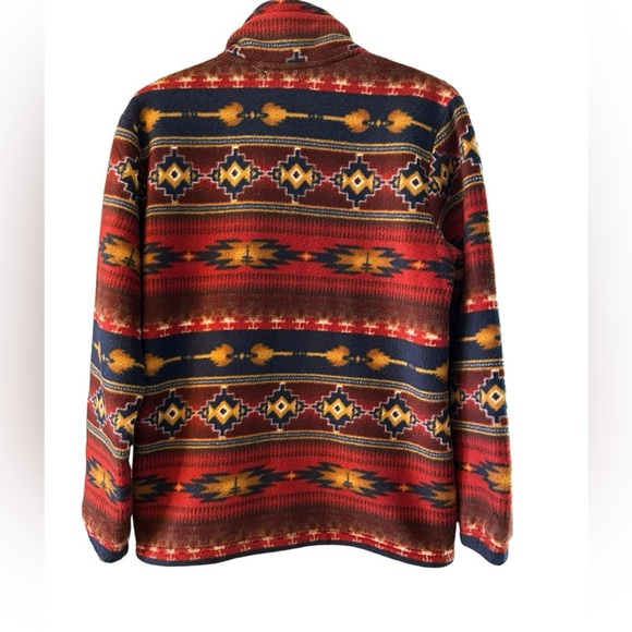Angderson Fleece Full Zip Jacket Red Southwestern Aztec Mens Size Small - Picture 2 of 4